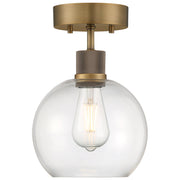 Port Nine Burgundy Semi-Flush Mount in Antique Brushed Brass