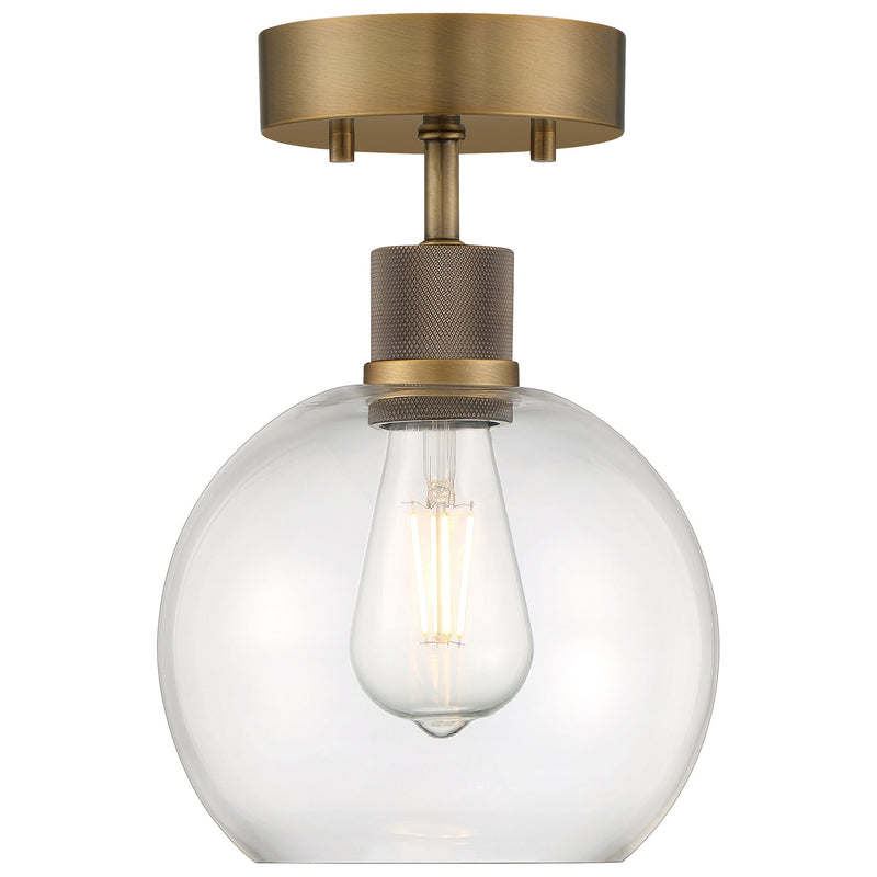 Port Nine Burgundy Semi-Flush Mount in Antique Brushed Brass