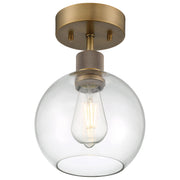 Port Nine Burgundy Semi-Flush Mount in Antique Brushed Brass