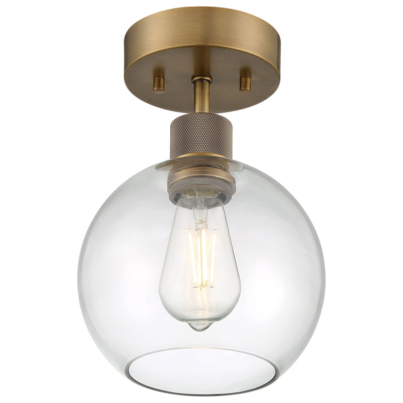 Port Nine Burgundy Semi-Flush Mount in Antique Brushed Brass