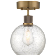Port Nine Burgundy Semi-Flush Mount in Antique Brushed Brass