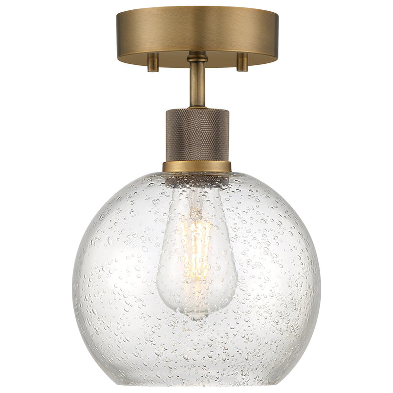 Port Nine Burgundy Semi-Flush Mount in Antique Brushed Brass