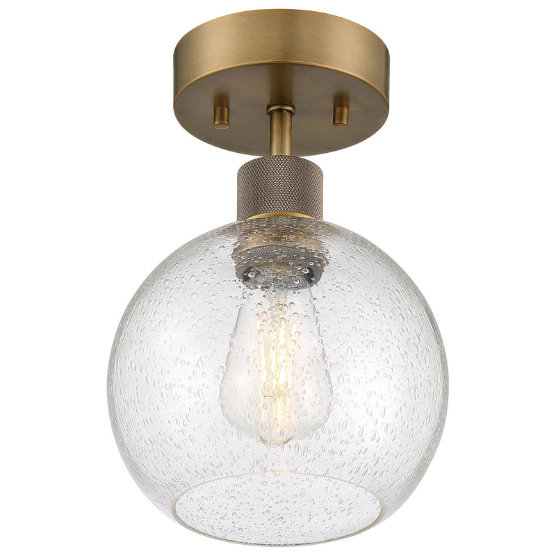Port Nine Burgundy Semi-Flush Mount in Antique Brushed Brass