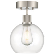 Port Nine Burgundy Semi-Flush Mount in Brushed Steel