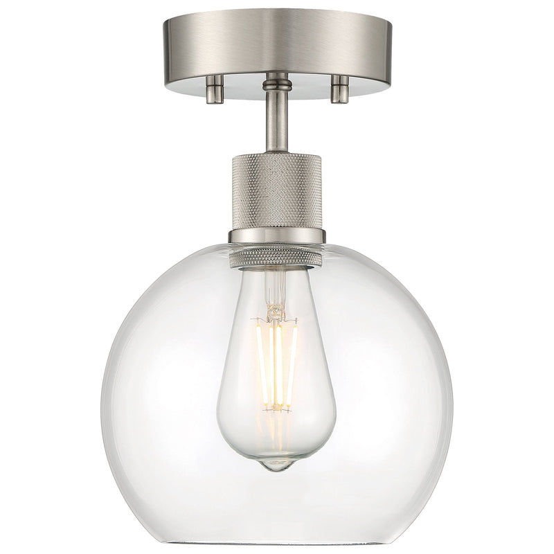 Port Nine Burgundy Semi-Flush Mount in Brushed Steel