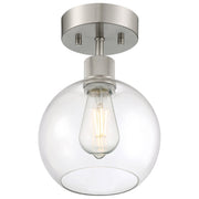 Port Nine Burgundy Semi-Flush Mount in Brushed Steel
