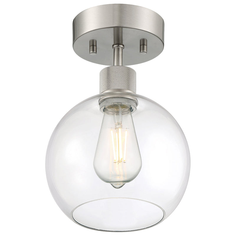 Port Nine Burgundy Semi-Flush Mount in Brushed Steel