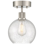 Port Nine Burgundy Semi-Flush Mount in Brushed Steel