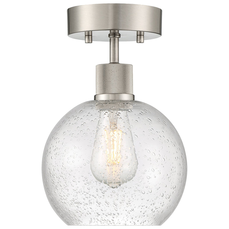 Port Nine Burgundy Semi-Flush Mount in Brushed Steel
