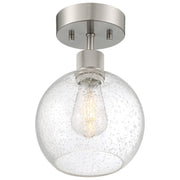 Port Nine Burgundy Semi-Flush Mount in Brushed Steel