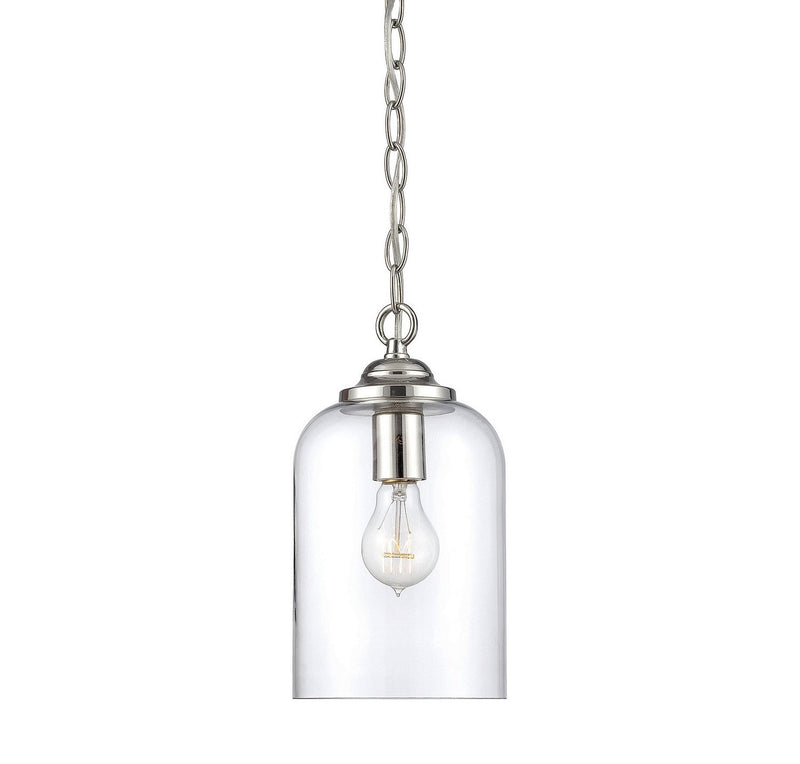 Bally Clear Glass Mini Pendant in Polished Nickel