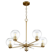Volán 5 Light Chandelier in Aged Brass