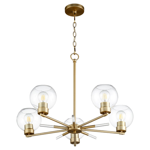 Volán 5 Light Chandelier in Aged Brass