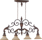 Madeleine 4 Light Linear Chandelier in Corsican Gold