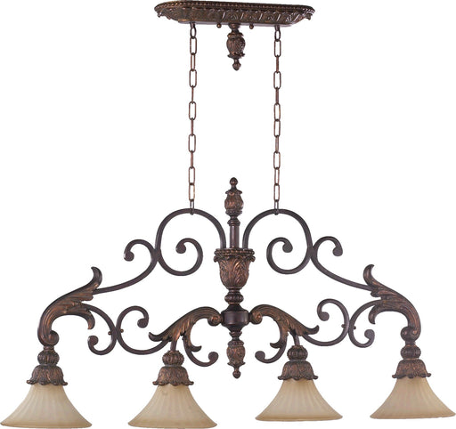 Madeleine 4 Light Linear Chandelier in Corsican Gold