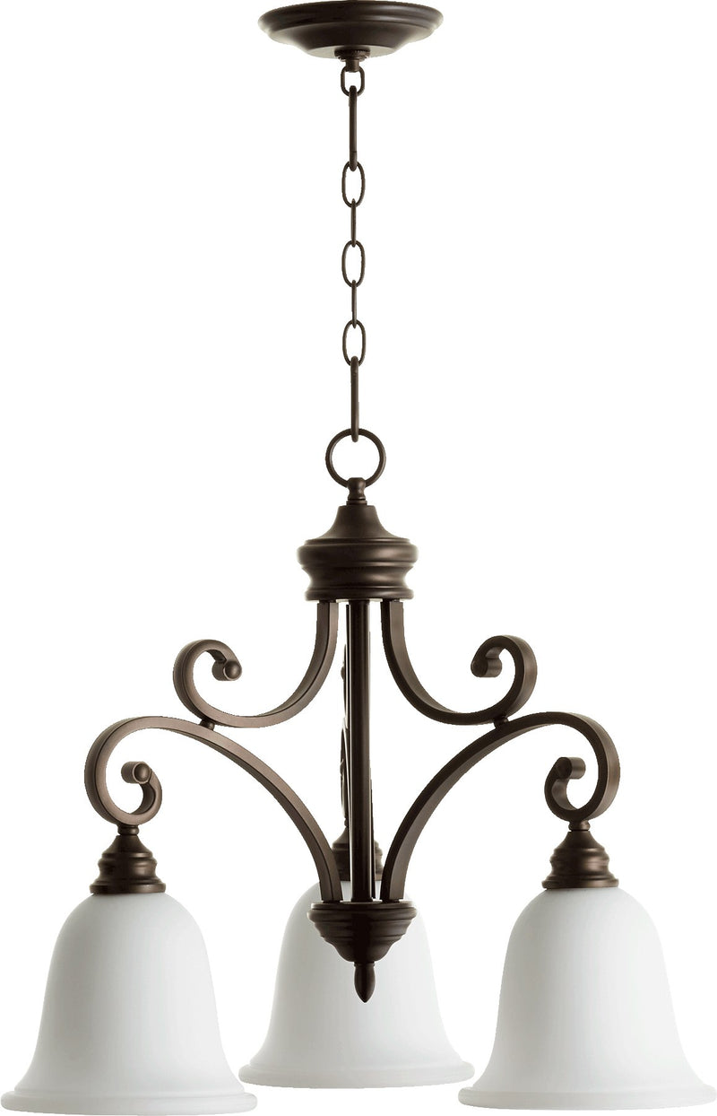 Bryant 3 Light Opal Glass Chandelier in Oiled Bronze