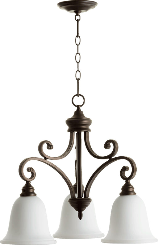 Bryant 3 Light Opal Glass Chandelier in Oiled Bronze