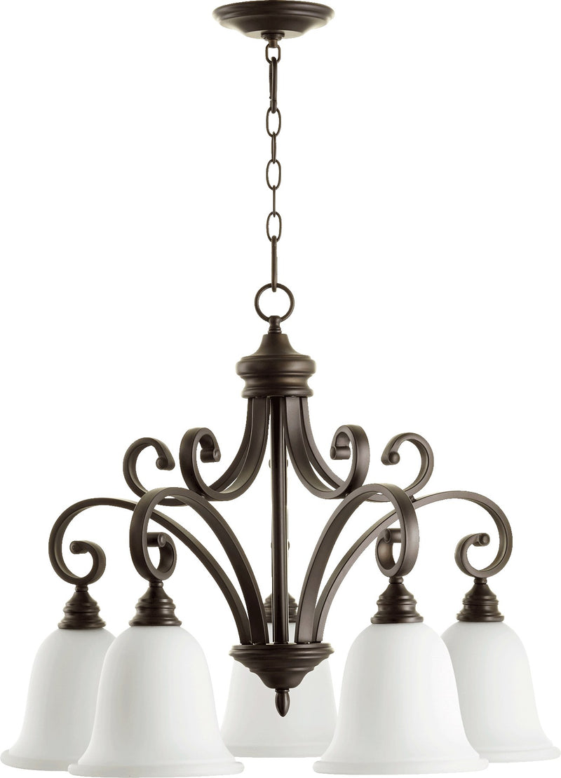 Bryant 5 Light Opal Glass Chandelier in Oiled Bronze