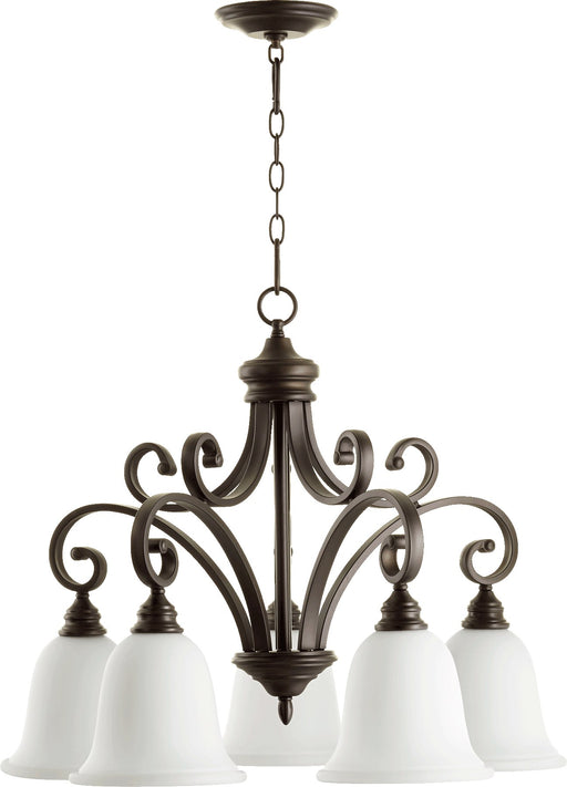 Bryant 5 Light Opal Glass Chandelier in Oiled Bronze