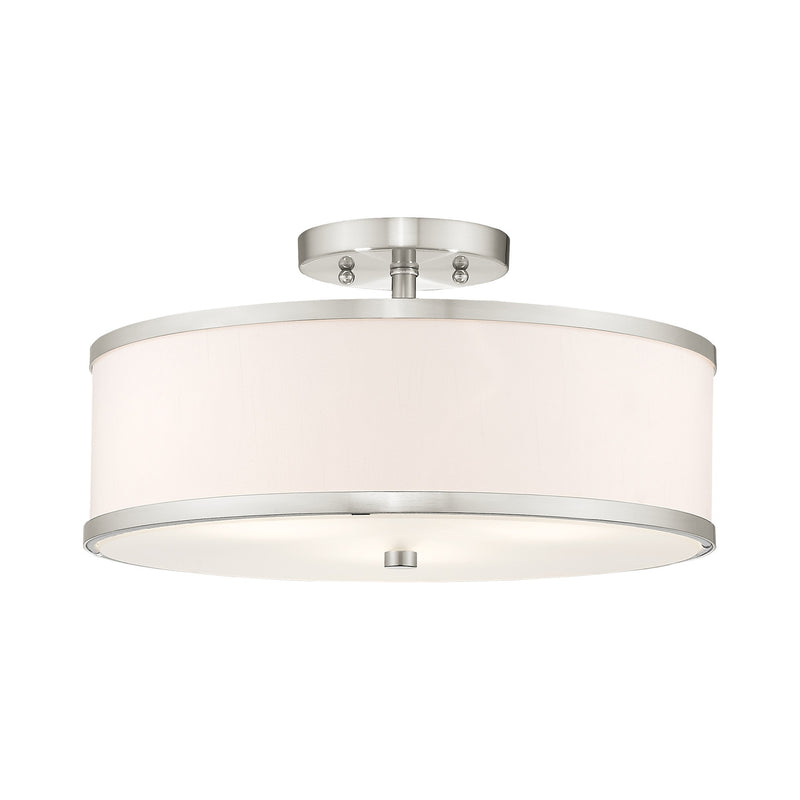 Park Ridge 3-Light 15" Semi-Flush Mount in Brushed Nickel
