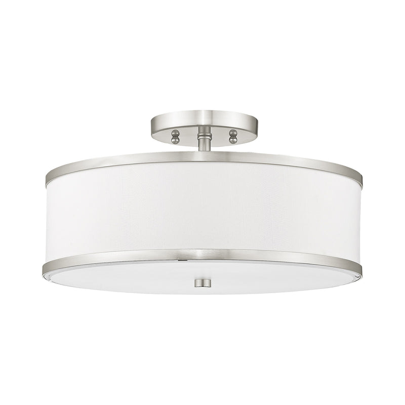 Park Ridge 3-Light 15" Semi-Flush Mount in Brushed Nickel