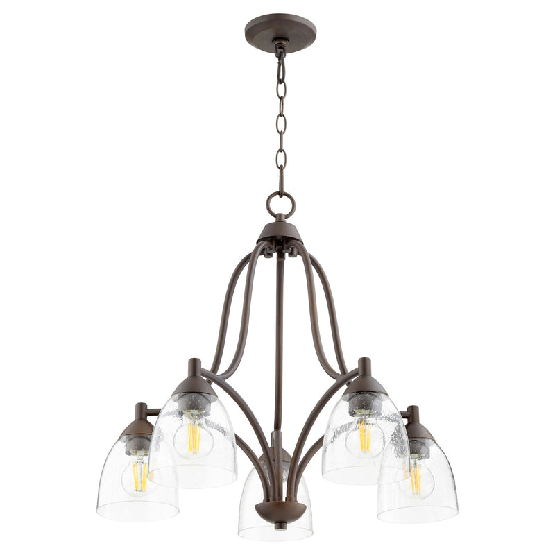 Barkley 5 Light Seeded Glass Chandelier in Oiled Bronze