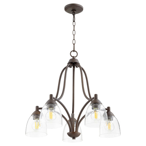 Barkley 5 Light Seeded Glass Chandelier in Oiled Bronze