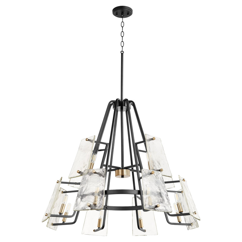 Tioga 12 Light Chandelier in Textured Black / Aged Brass