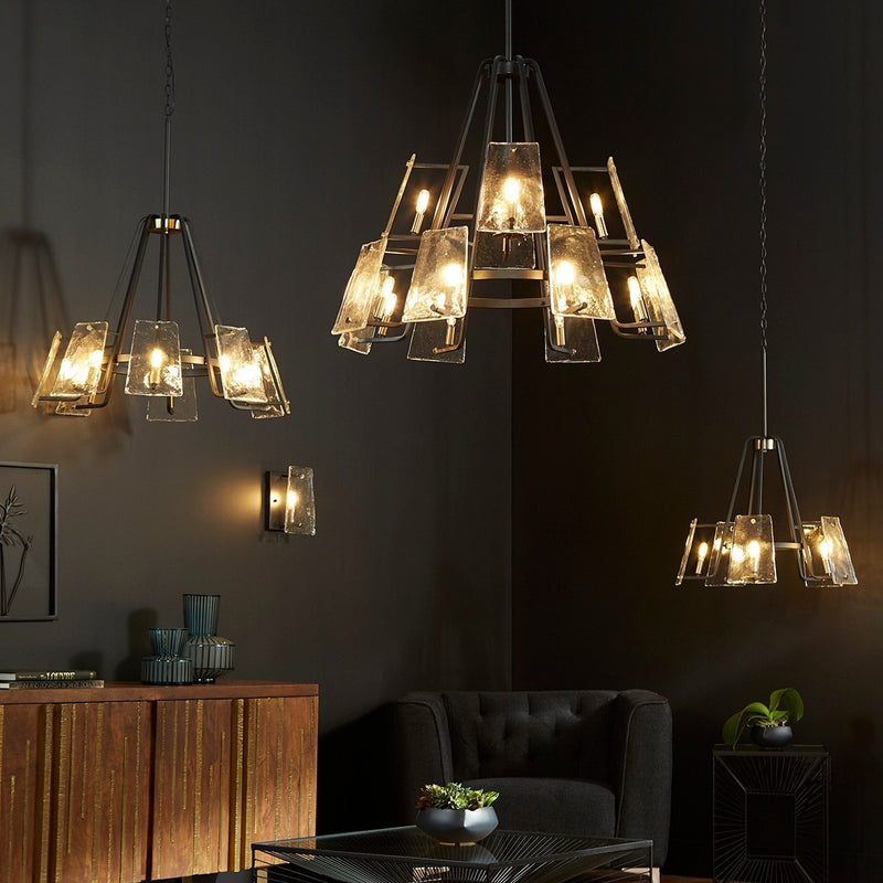 Tioga 5 Light Chandelier in Textured Black / Aged Brass
