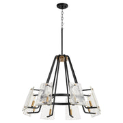 Tioga 8 Light Chandelier in Textured Black / Aged Brass