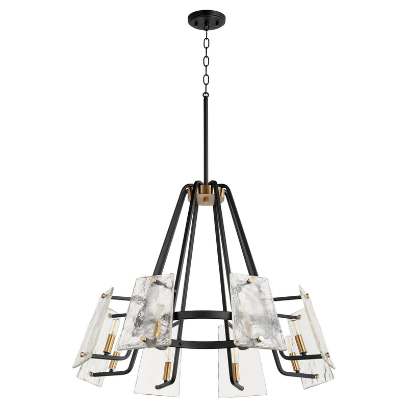 Tioga 8 Light Chandelier in Textured Black / Aged Brass