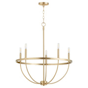 Tribute 5 Light Chandelier in Aged Brass