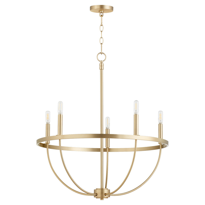 Tribute 5 Light Chandelier in Aged Brass