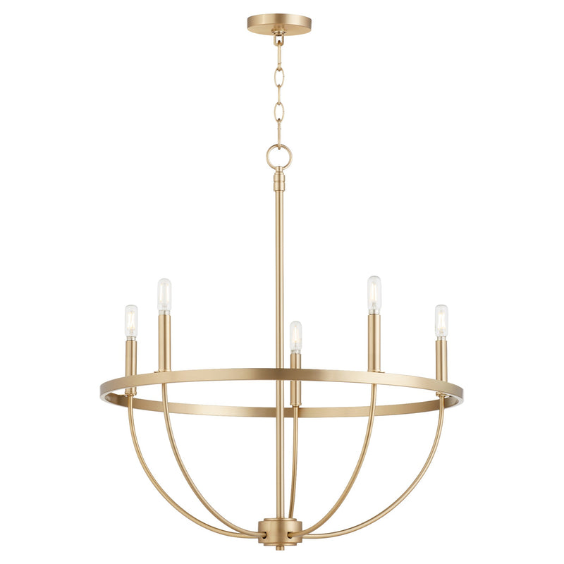 Tribute 5 Light Chandelier in Aged Brass