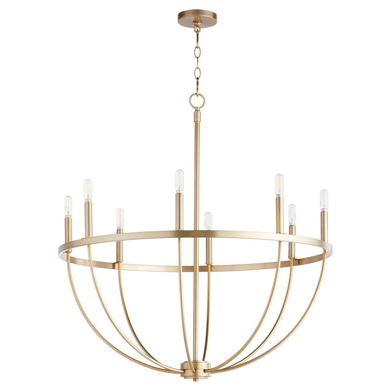 Tribute 8 Light Chandelier in Aged Brass