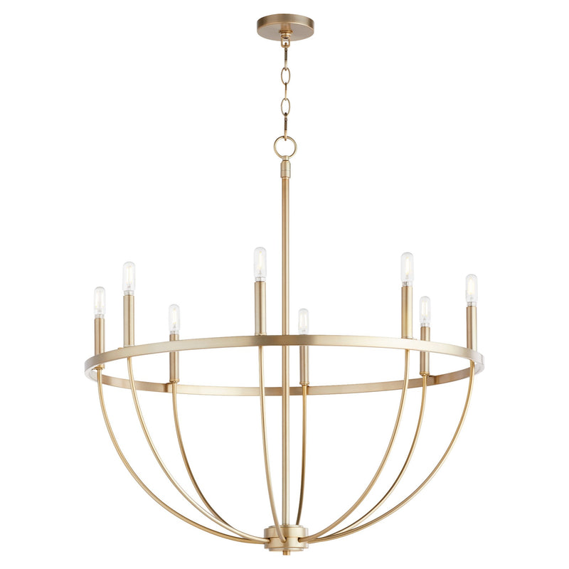 Tribute 8 Light Chandelier in Aged Brass