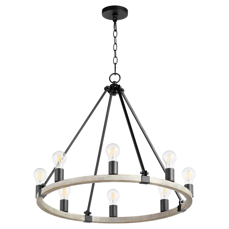 Paxton 27" 8 Light Chandelier in Textured Black / Weathered Oak Finish