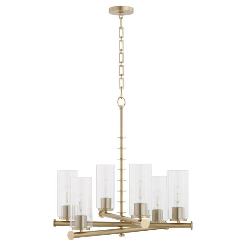 Mercier 6 Light Chandelier in Aged Brass