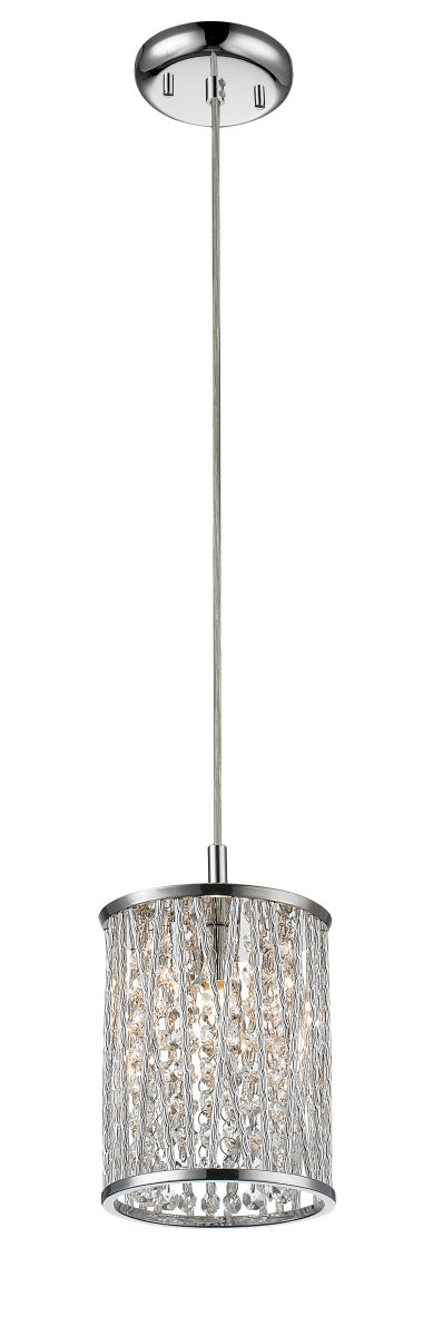 Terra 1-Light Mini Pendant in Chrome with Chrome Aluminum Shade - Lamps Expo