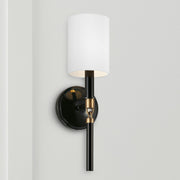 Beckham Wall Sconce in Glossy Black and Aged Brass