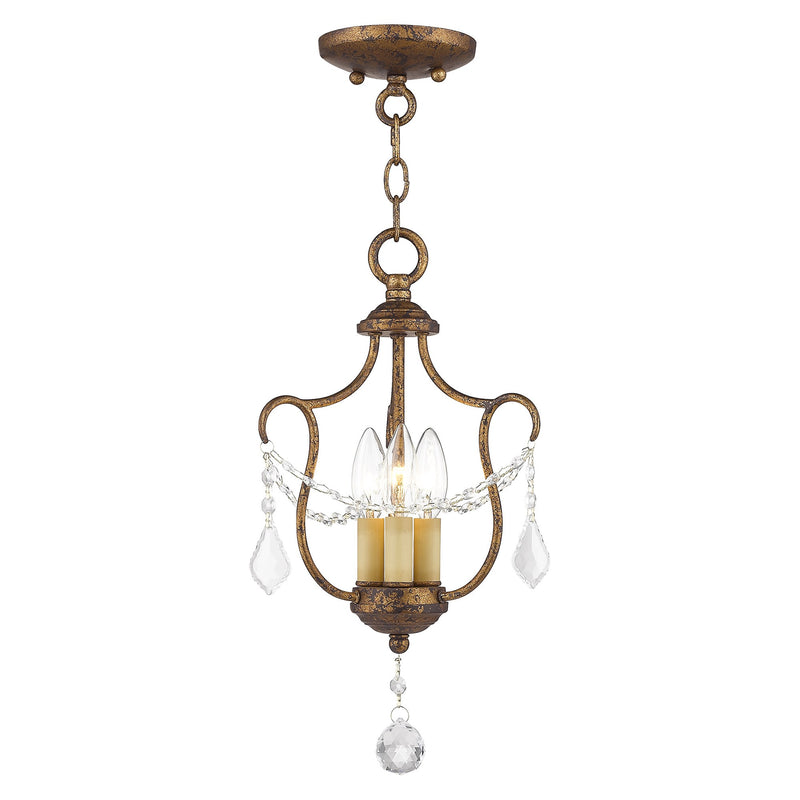 Chesterfield 3-Light Convertible Chandelier / Semi-Flush Mount in Hand Applied Venetian Golden Bronze