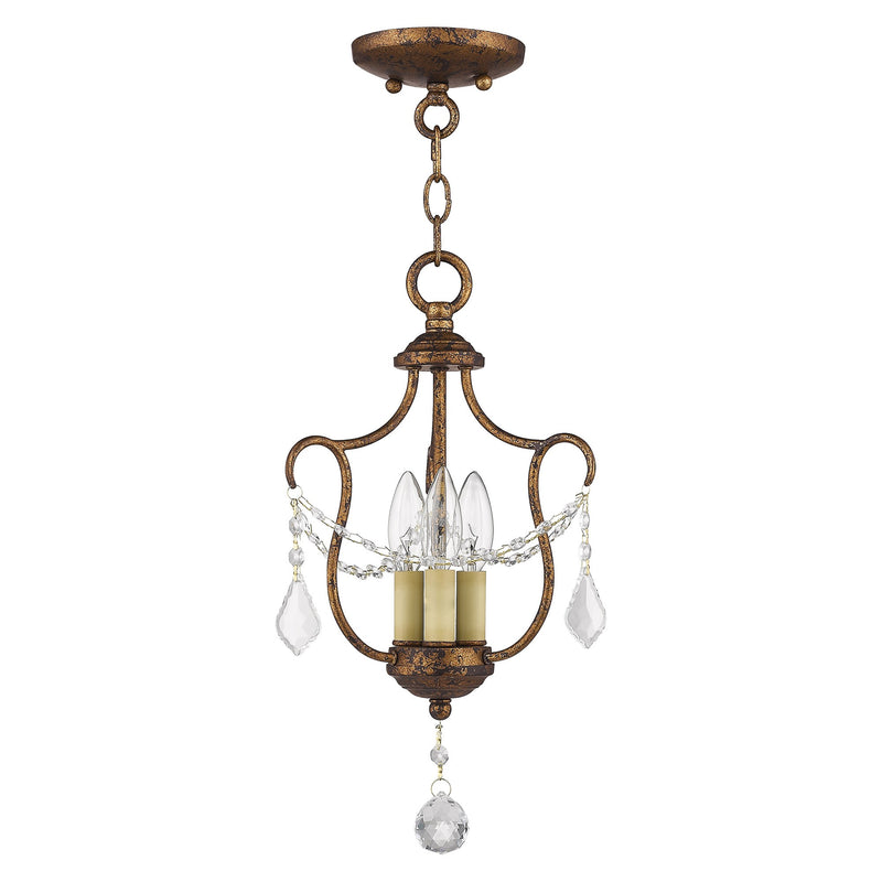 Chesterfield 3-Light Convertible Chandelier / Semi-Flush Mount in Hand Applied Venetian Golden Bronze