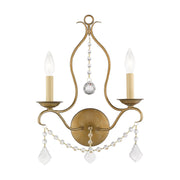 Chesterfield 2-Light Bath Vanity Light in Hand Applied Antique Gold Leaf