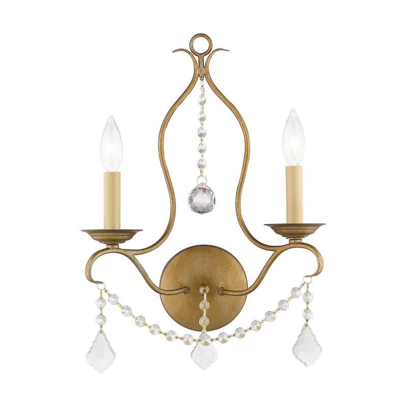 Chesterfield 2-Light Bath Vanity Light in Hand Applied Antique Gold Leaf