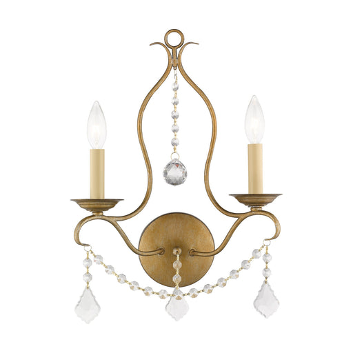 Chesterfield 2-Light Bath Vanity Light in Hand Applied Antique Gold Leaf