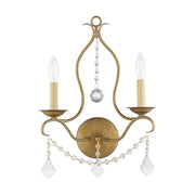 Chesterfield 2-Light Bath Vanity Light in Hand Applied Antique Gold Leaf
