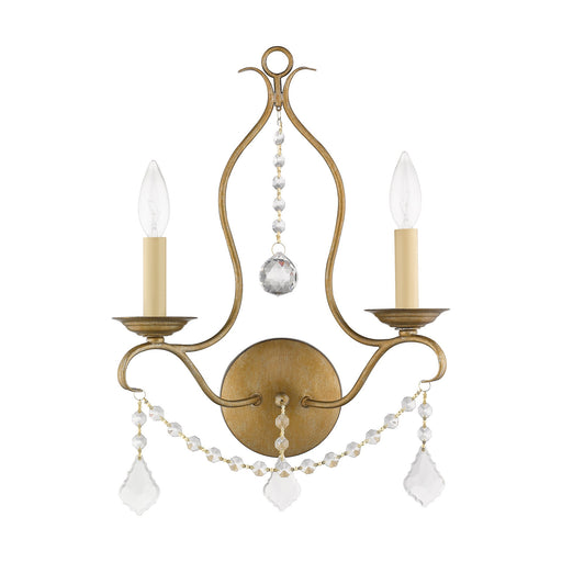 Chesterfield 2-Light Bath Vanity Light in Hand Applied Antique Gold Leaf