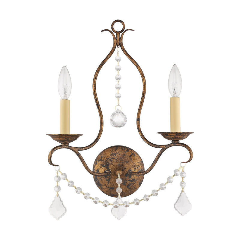 Chesterfield 2-Light Bath Vanity Light in Hand Applied Venetian Golden Bronze
