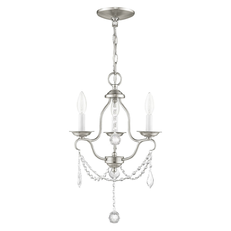 Chesterfield 3-Light Mini Chandelier in Brushed Nickel