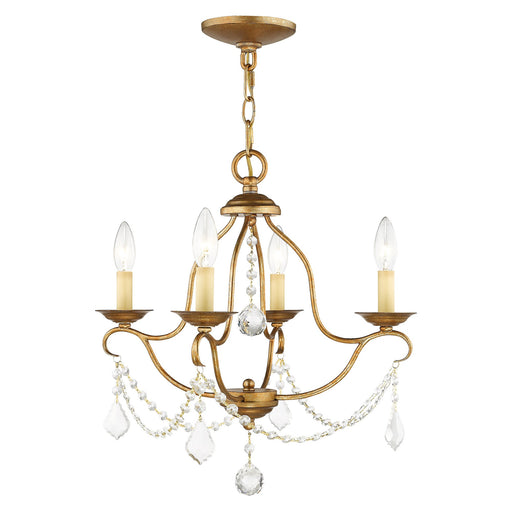 Chesterfield 4-Light Chandelier in Hand Applied Antique Gold Leaf